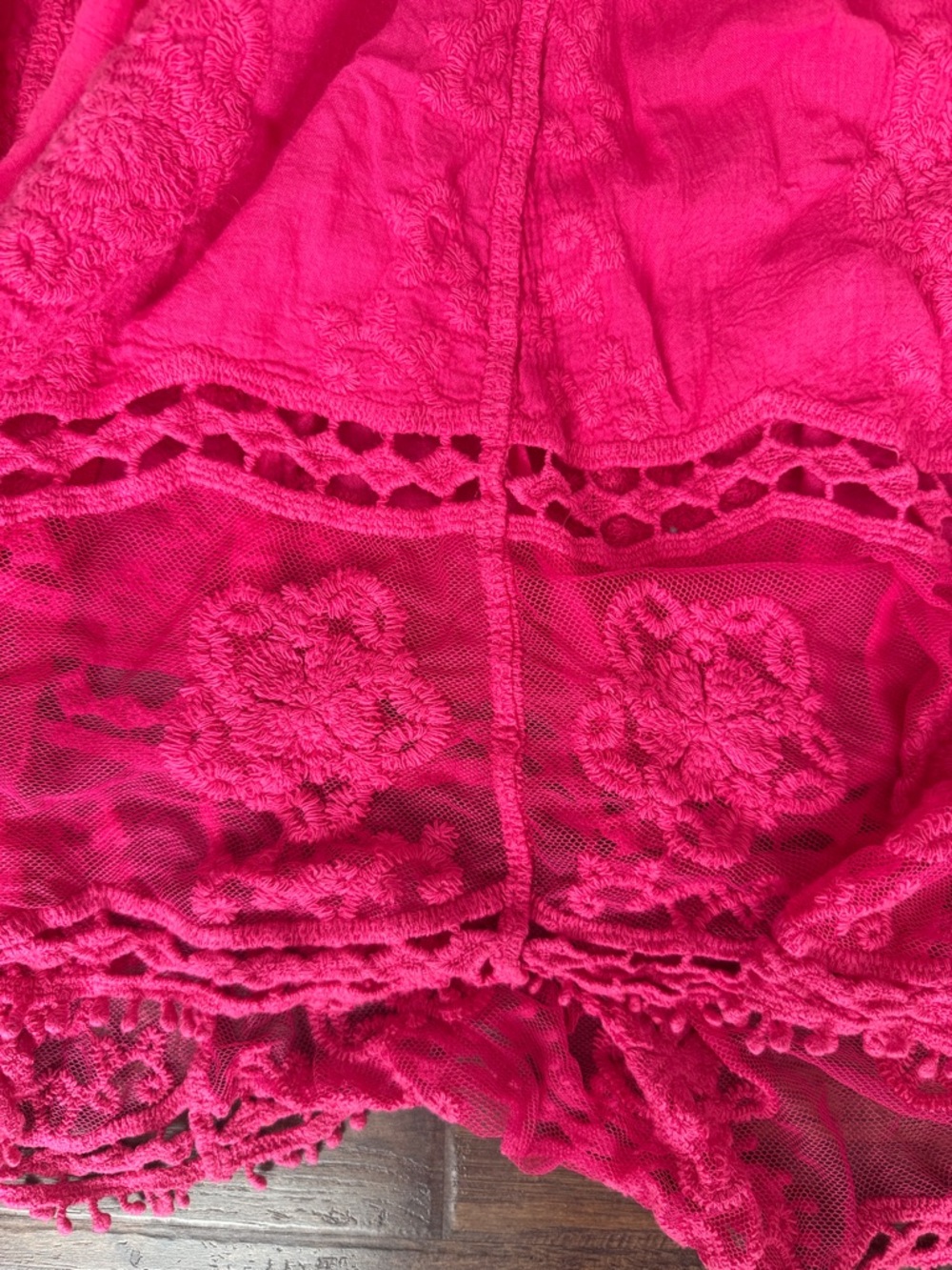 Hot Pink Lace Boho Tunic cover up - Picture 4 of 4